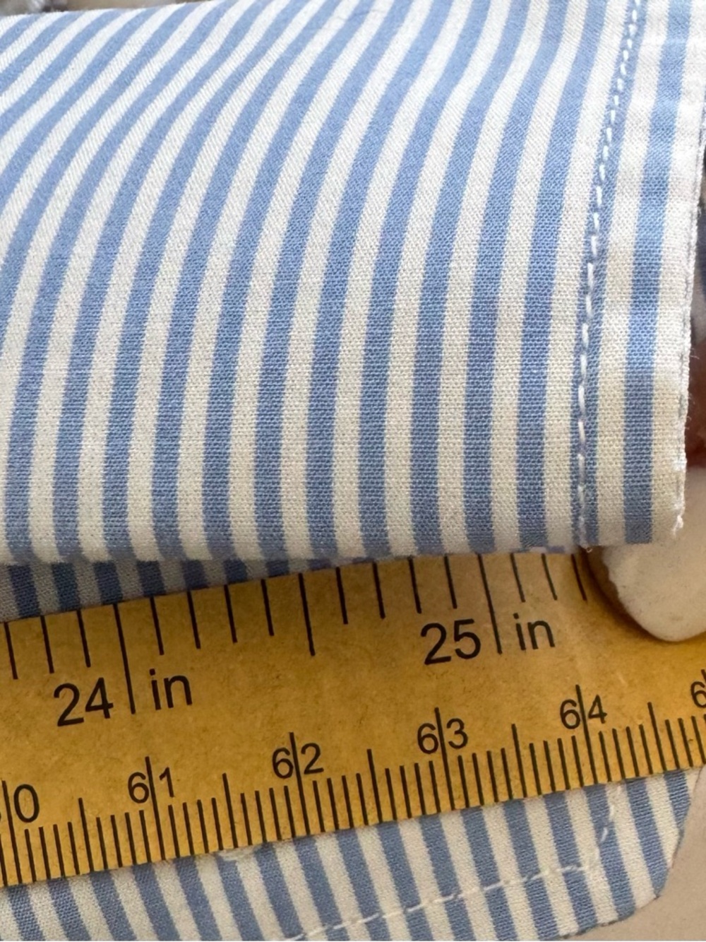 Carolina Herrera Light Blue and White Pinstripe Shirt with Red Label - Picture 10 of 10